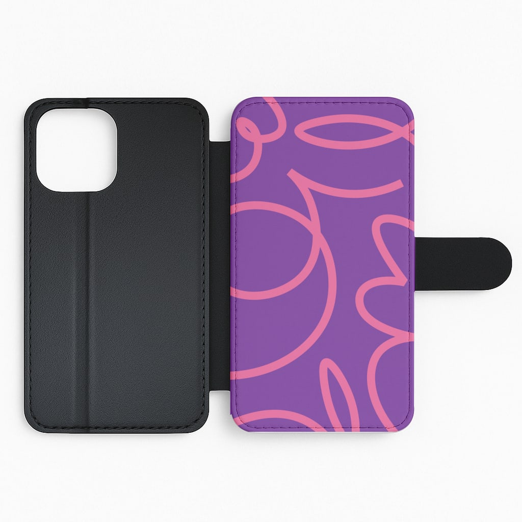 Pink Squiggles Abstract Pattern Flip Phone Case