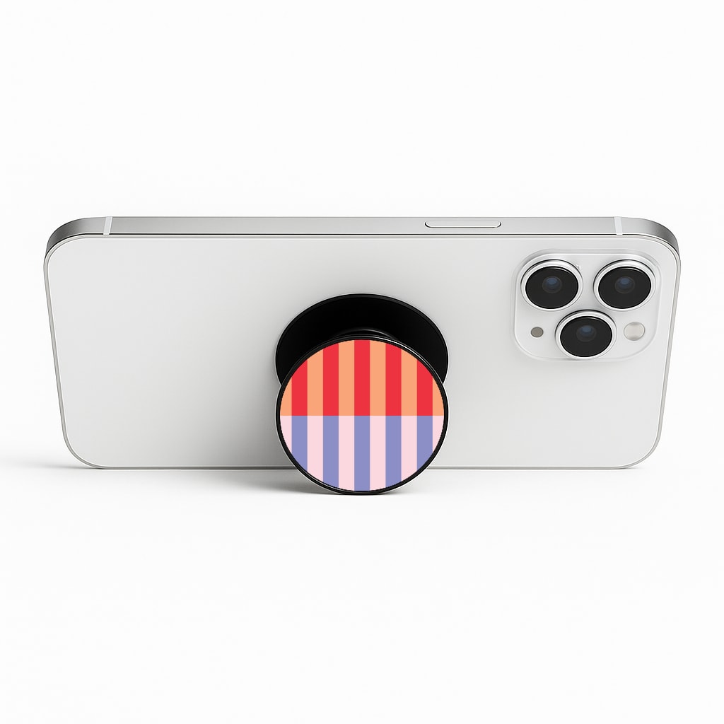 Multicoloured Pinstripe Abstract Pattern Phone Stand