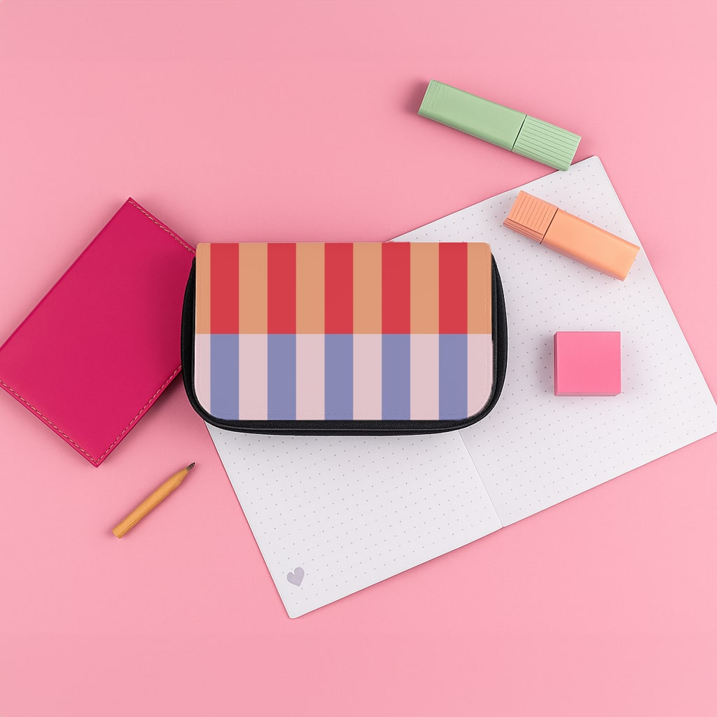 Multicoloured Pinstripe Abstract Pattern Pencil Case