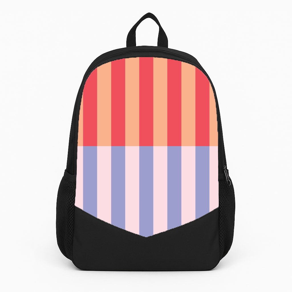Multicoloured Pinstripe Abstract Pattern Backpack