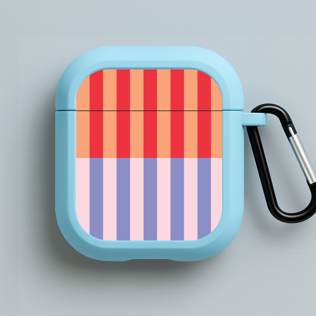 Multicoloured Pinstripe Abstract Pattern Blue AirPods Case