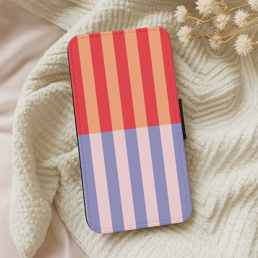 Multicoloured Pinstripe Abstract Pattern Wallet Phone Case