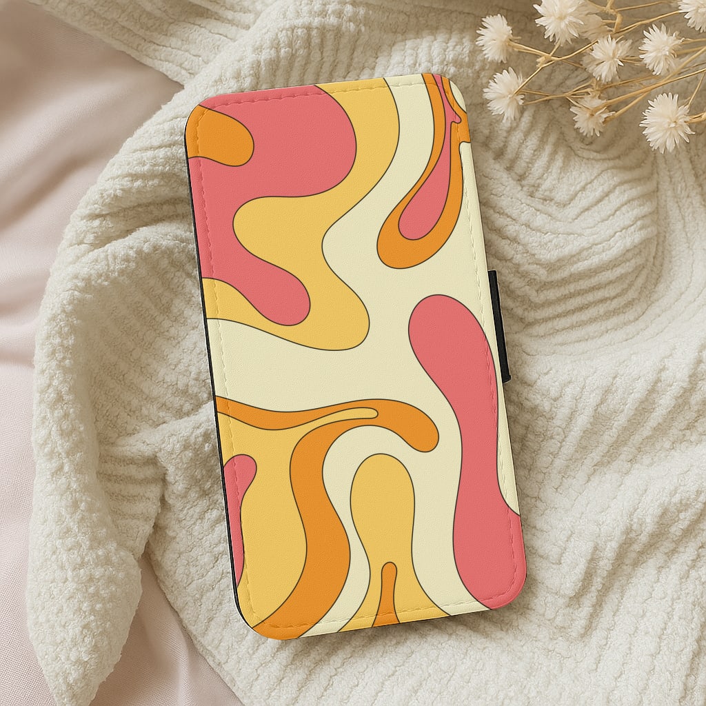 Pastel Waves Abstract Pattern Wallet Phone Case