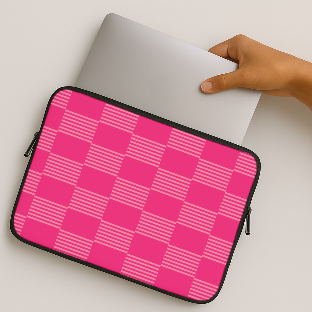 Neon Pink Checkered Abstract Pattern MacBook Case