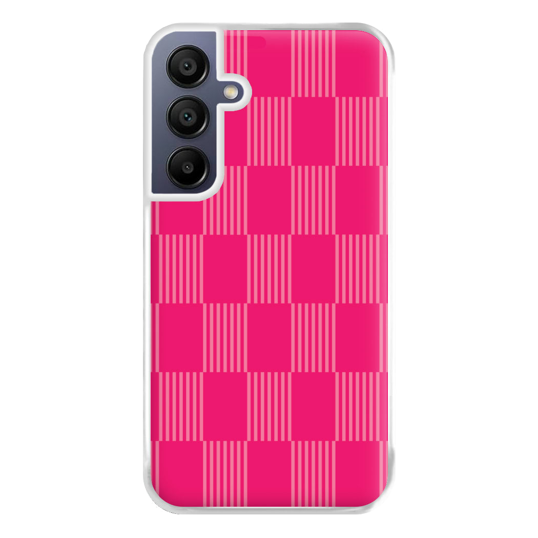 Neon Pink Checkered Abstract Pattern Phone Case for Galaxy A16