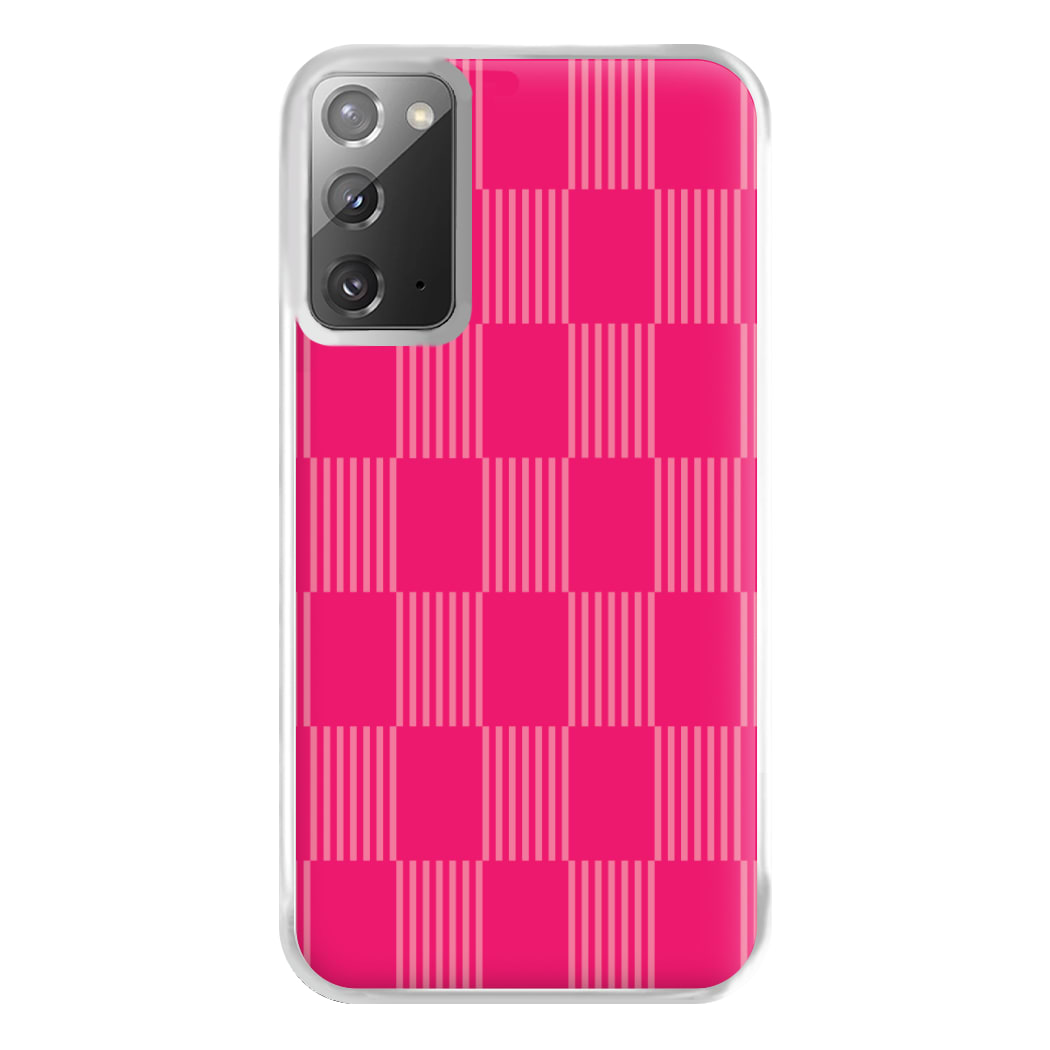 Neon Pink Checkered Abstract Pattern Phone Case for Galaxy Note 20 Ultra