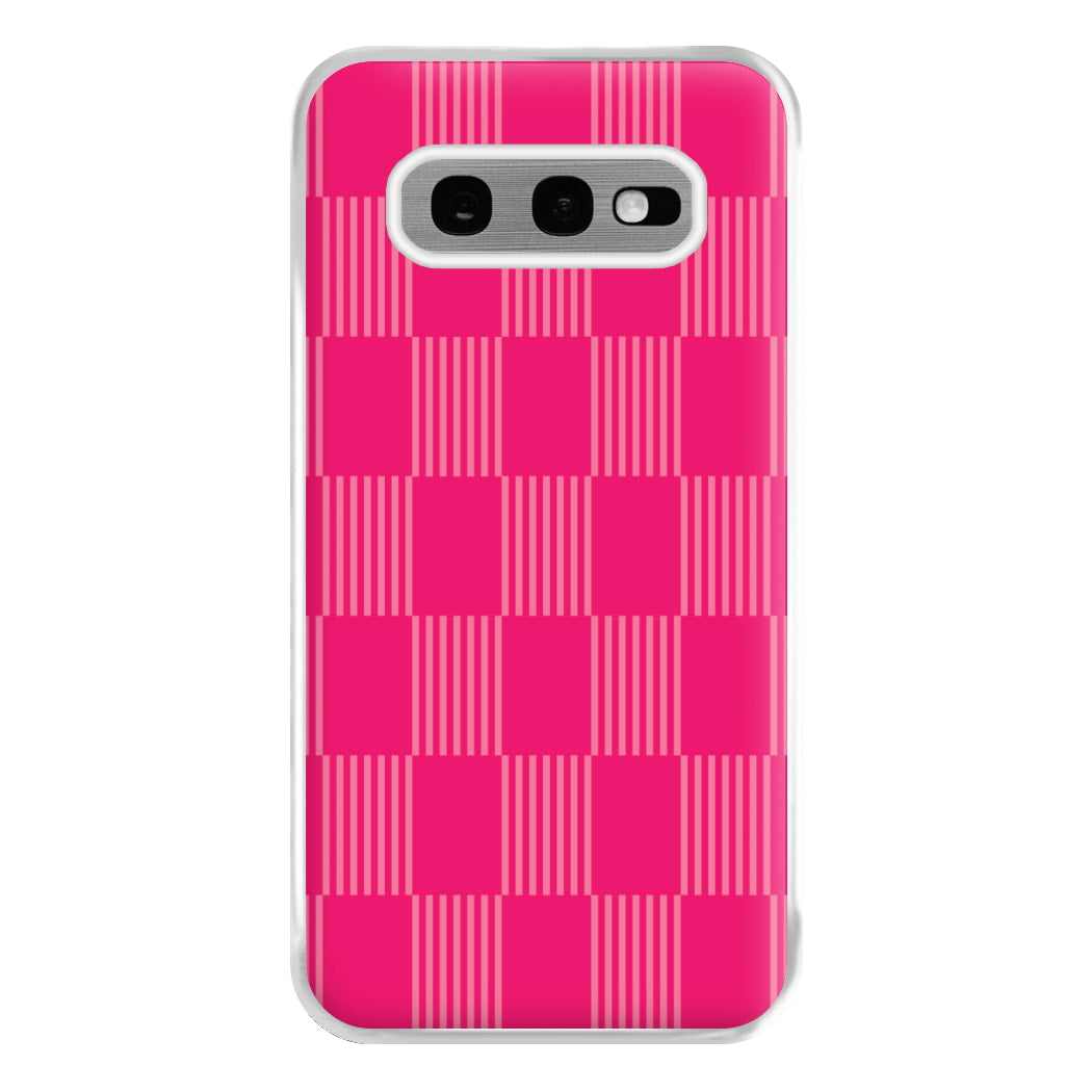 Neon Pink Checkered Abstract Pattern Phone Case for Galaxy S10e