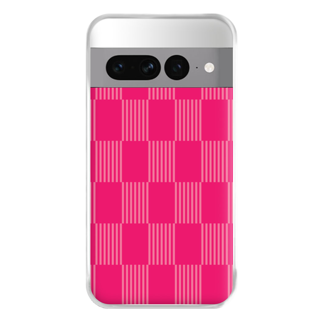 Neon Pink Checkered Abstract Pattern Phone Case for Google Pixel 7 Pro