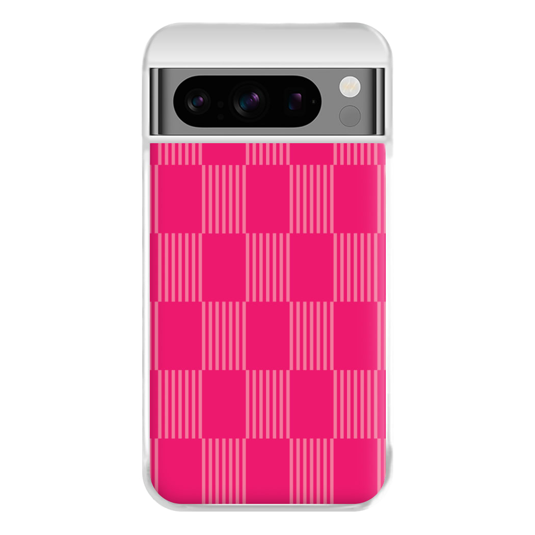 Neon Pink Checkered Abstract Pattern Phone Case for Google Pixel 8 Pro