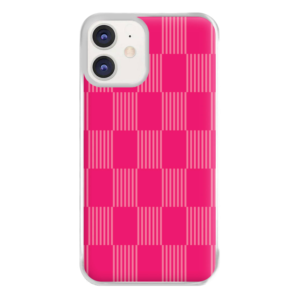 Neon Pink Checkered Abstract Pattern Phone Case for iPhone 11