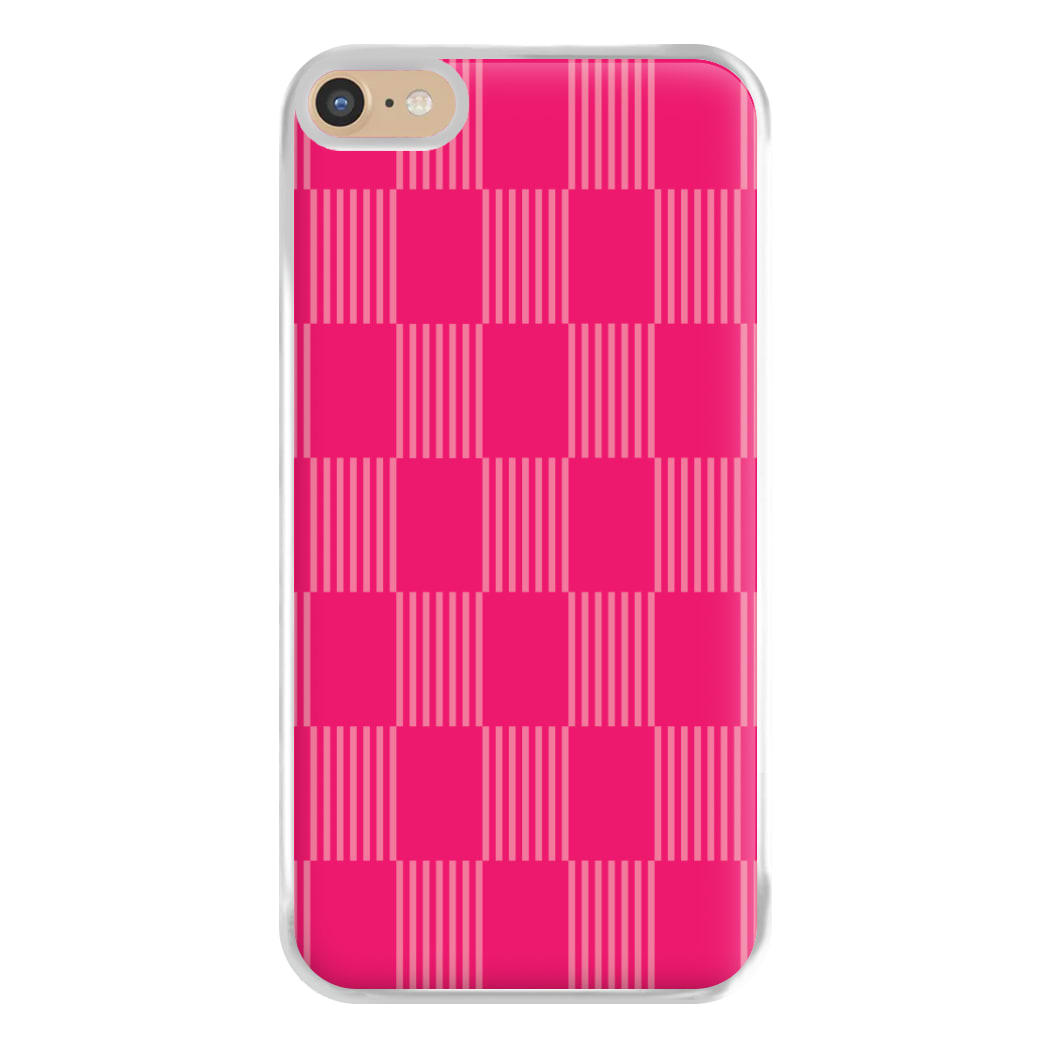 Neon Pink Checkered Abstract Pattern Phone Case for iPhone 6 Plus / 7 Plus / 8 Plus