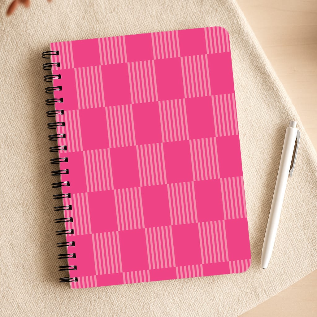 Neon Pink Checkered Abstract Pattern Notepad