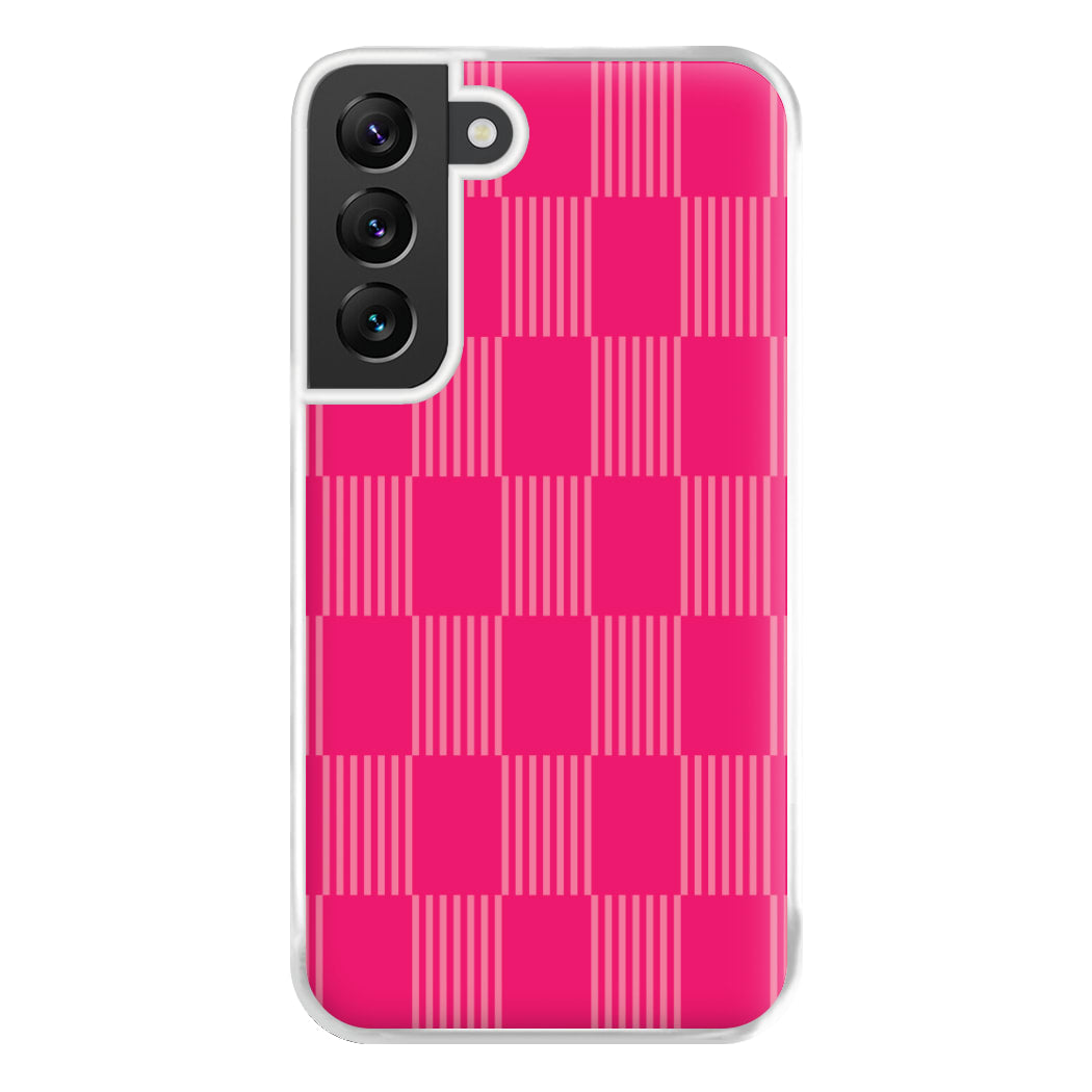 Neon Pink Checkered Abstract Pattern Phone Case for Galaxy S22 Plus