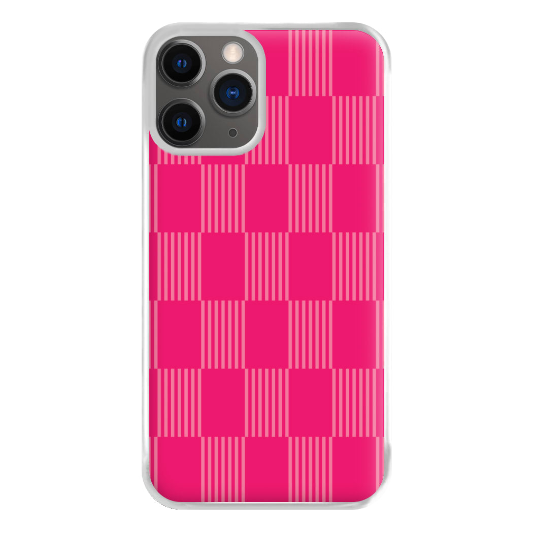 Neon Pink Checkered Abstract Pattern Phone Case for iPhone 12 Pro Max