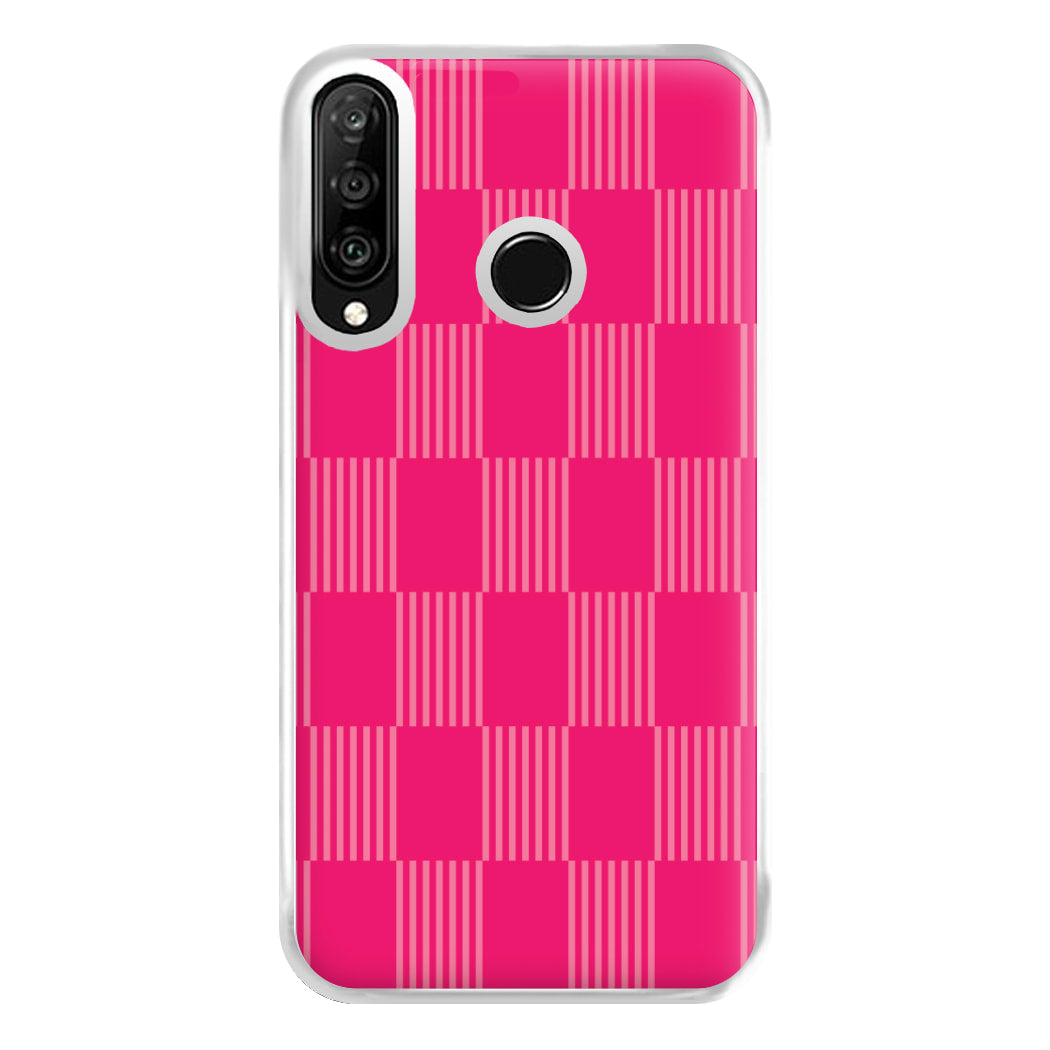 Neon Pink Checkered Abstract Pattern Phone Case for Huawei P30 Lite