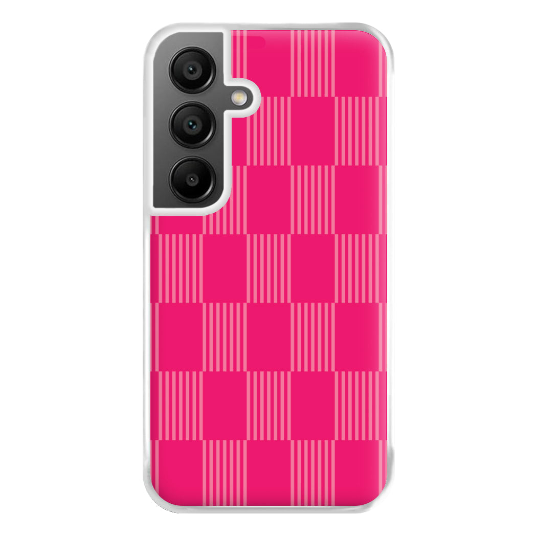 Neon Pink Checkered Abstract Pattern Phone Case for Galaxy A56