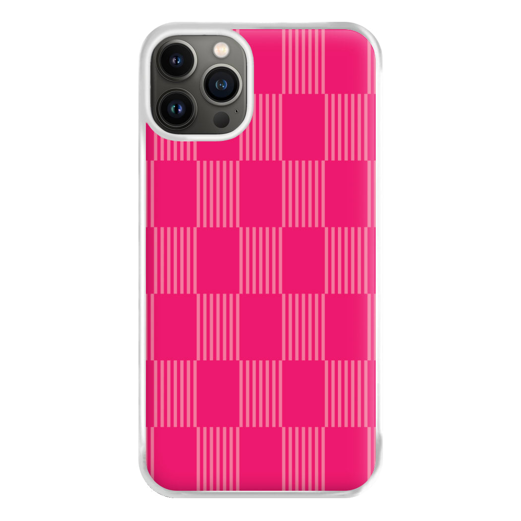 Neon Pink Checkered Abstract Pattern Phone Case for iPhone 13