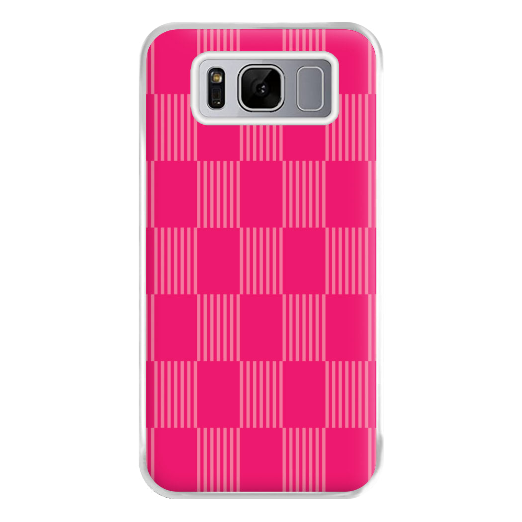 Neon Pink Checkered Abstract Pattern Phone Case for Galaxy S8 Plus