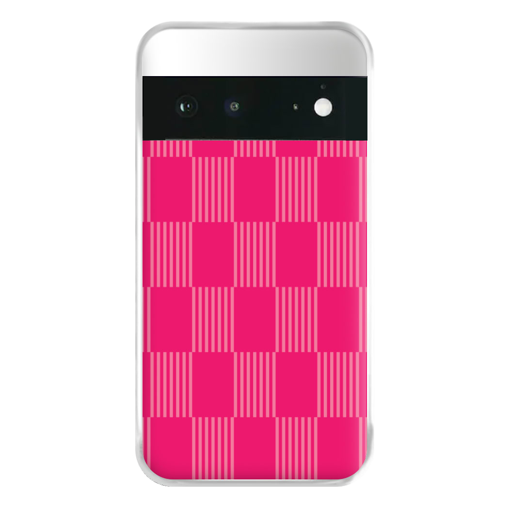 Neon Pink Checkered Abstract Pattern Phone Case for Google Pixel 6a