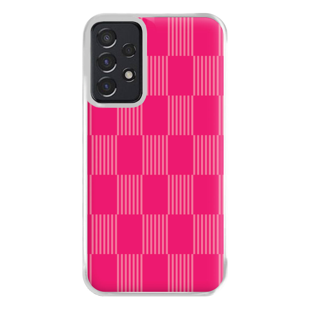 Neon Pink Checkered Abstract Pattern Phone Case for Galaxy A52 / A52s