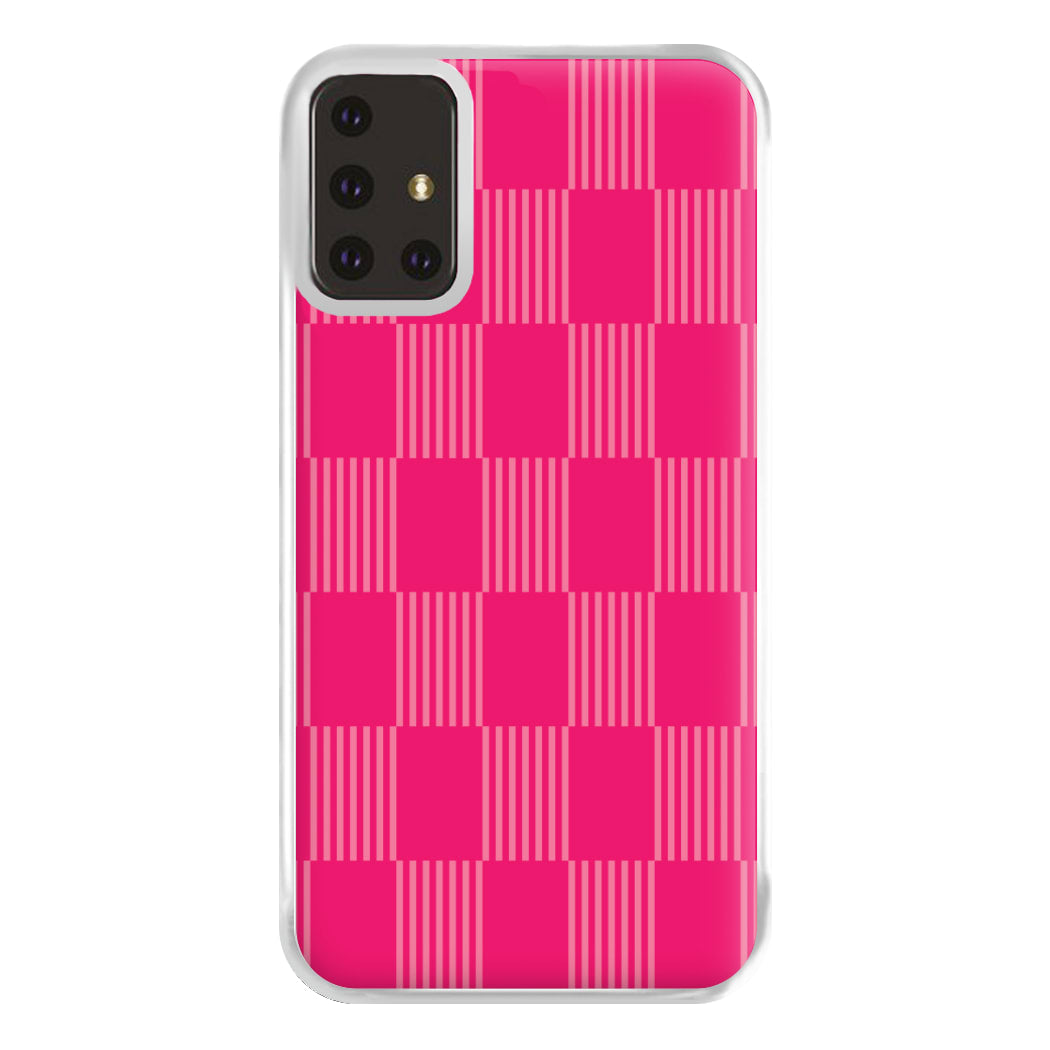 Neon Pink Checkered Abstract Pattern Phone Case for Galaxy A71