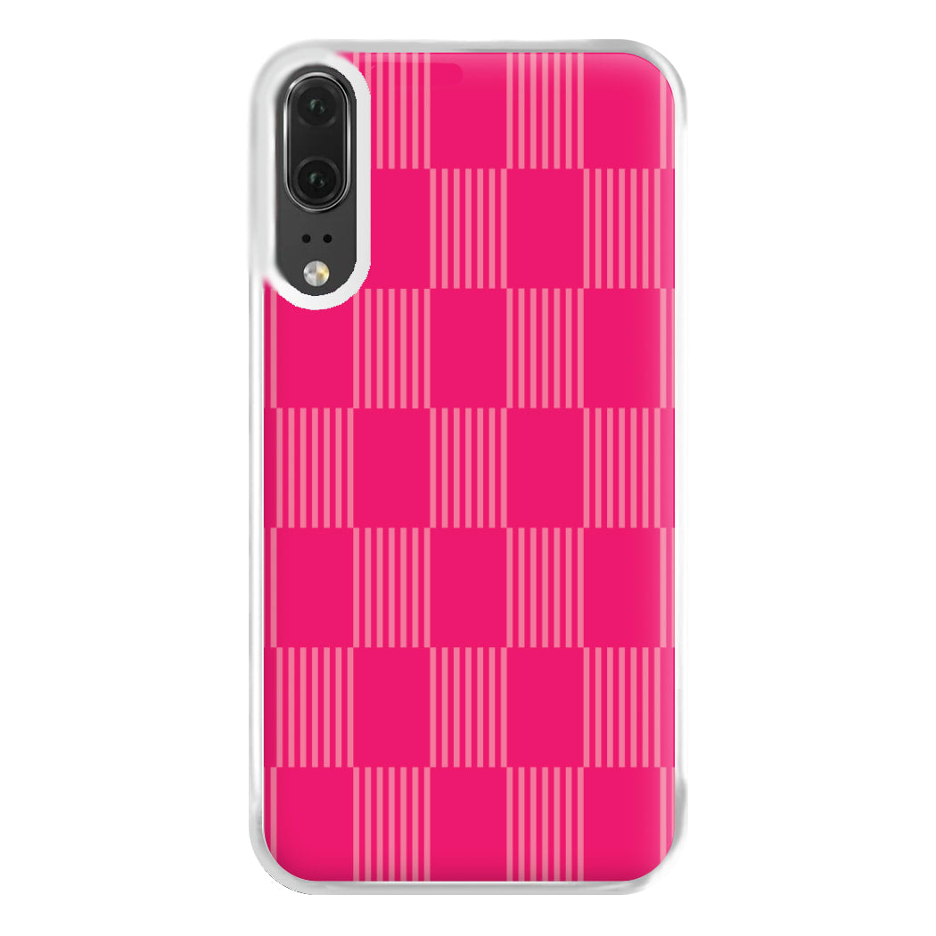 Neon Pink Checkered Abstract Pattern Phone Case for Huawei P20