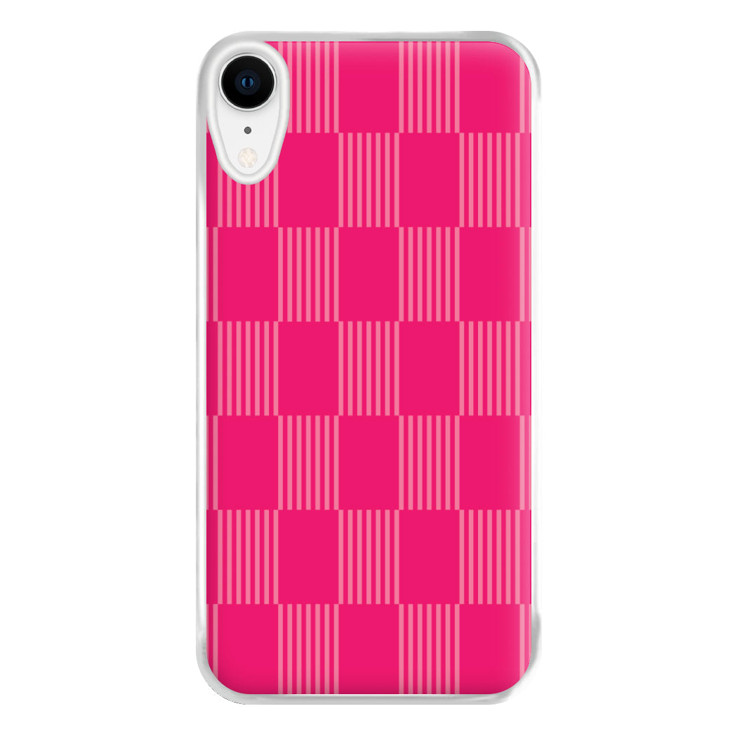 Neon Pink Checkered Abstract Pattern Phone Case for iPhone XR