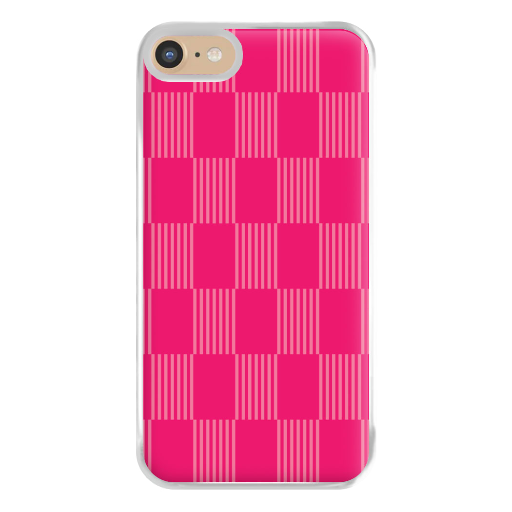 Neon Pink Checkered Abstract Pattern Phone Case for iPhone 6 / 7 / 8 / SE