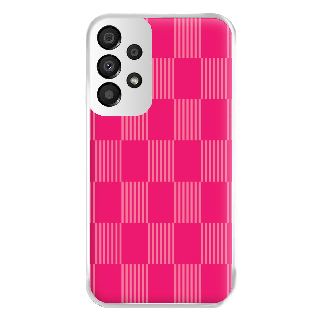 Neon Pink Checkered Abstract Pattern Phone Case for Galaxy A33
