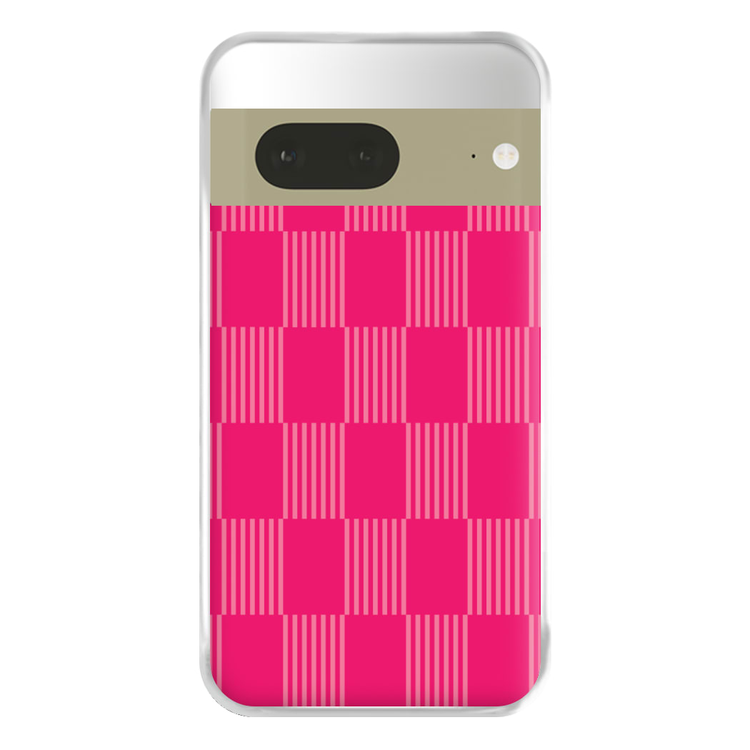 Neon Pink Checkered Abstract Pattern Phone Case for Google Pixel 7a