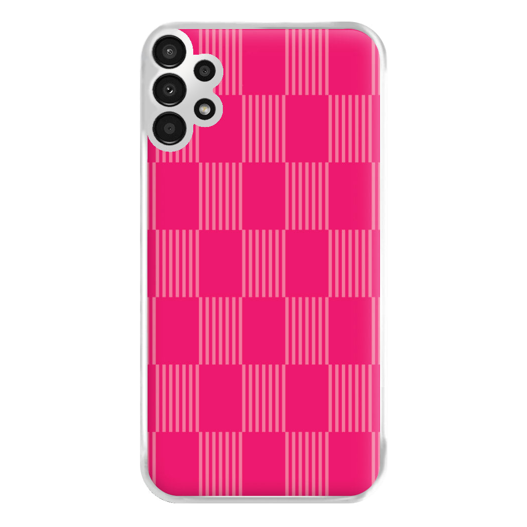 Neon Pink Checkered Abstract Pattern Phone Case for Galaxy A13
