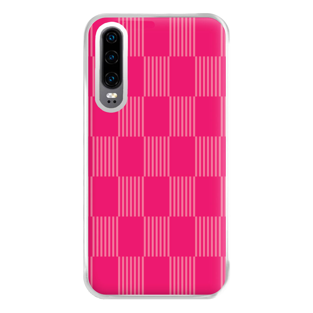 Neon Pink Checkered Abstract Pattern Phone Case for Huawei P30