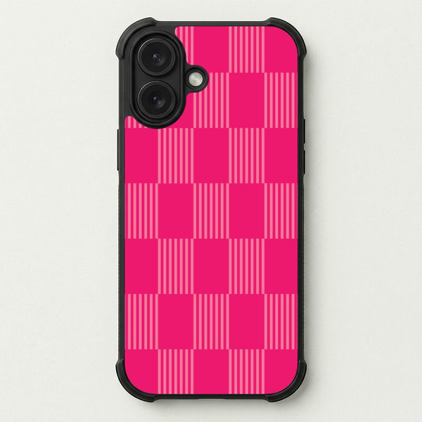 Neon Pink Checkered Abstract Pattern Phone Case — Bumper case