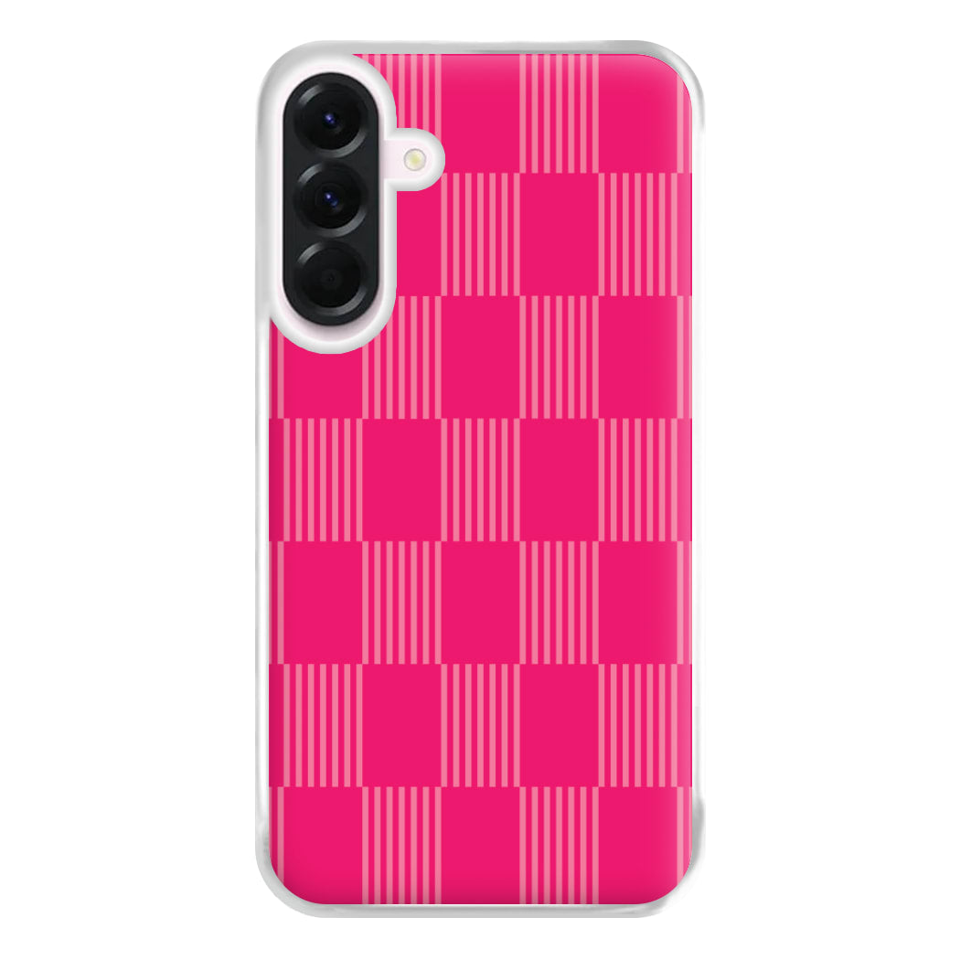 Neon Pink Checkered Abstract Pattern Phone Case for Galaxy A36