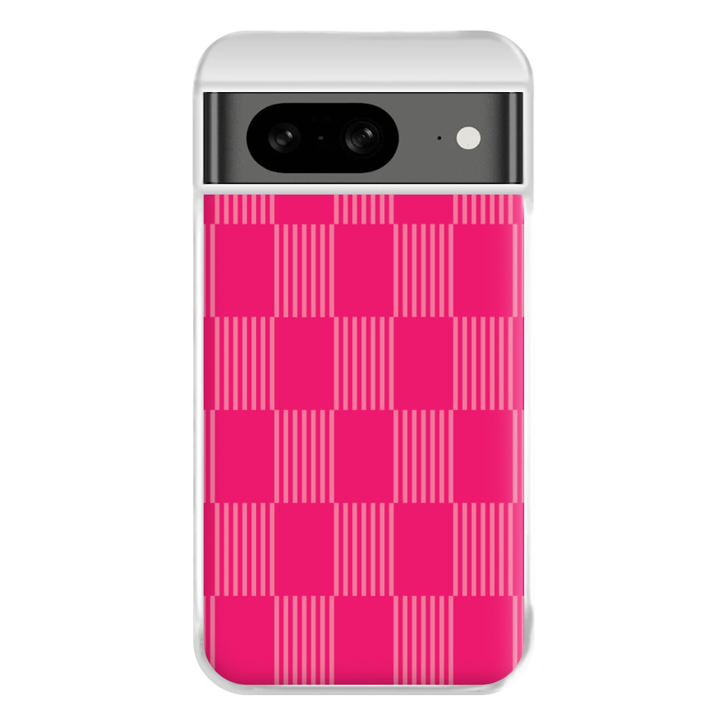 Neon Pink Checkered Abstract Pattern Phone Case for Google Pixel 8