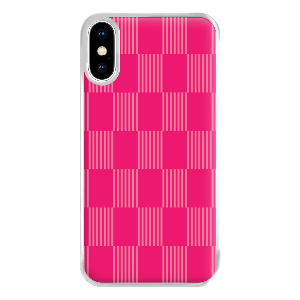 Neon Pink Checkered Abstract Pattern Phone Case for iPhone XS Max