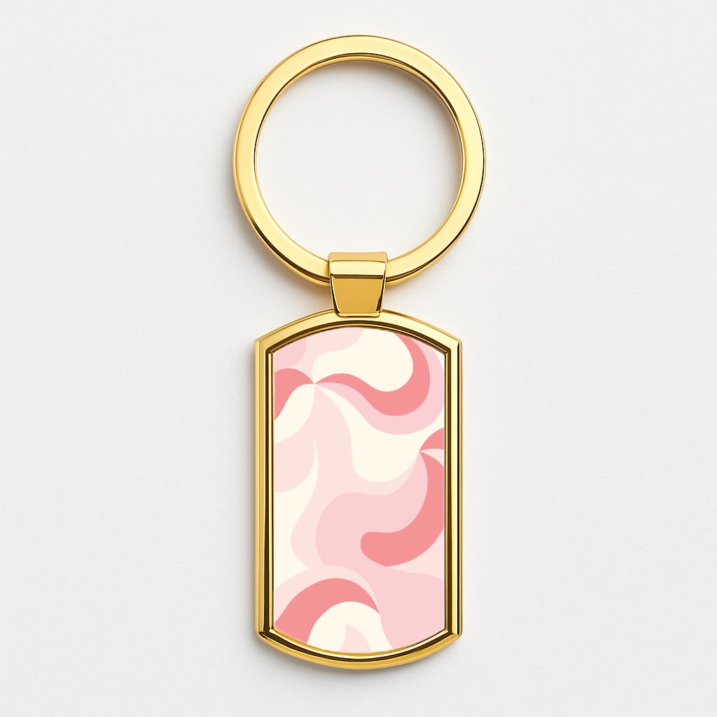 Pastel Pinks Abstract Pattern Gold Keyring