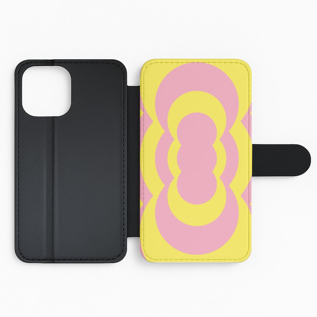 Yellow And Pink Curves Abstract Pattern Flip Phone Case
