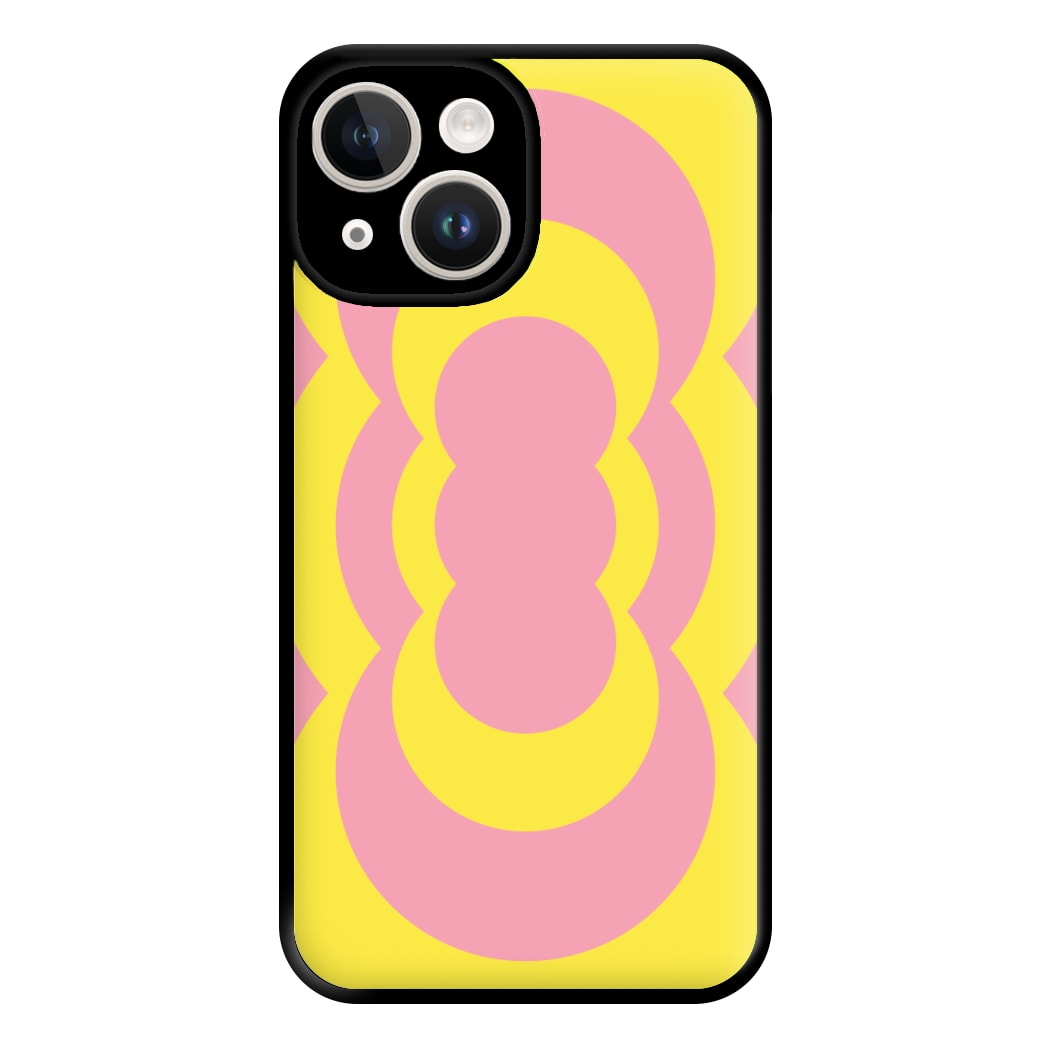 Yellow And Pink Curves Abstract Pattern Phone Case for iPhone 14