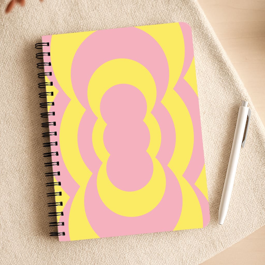 Yellow And Pink Curves Abstract Pattern Notepad