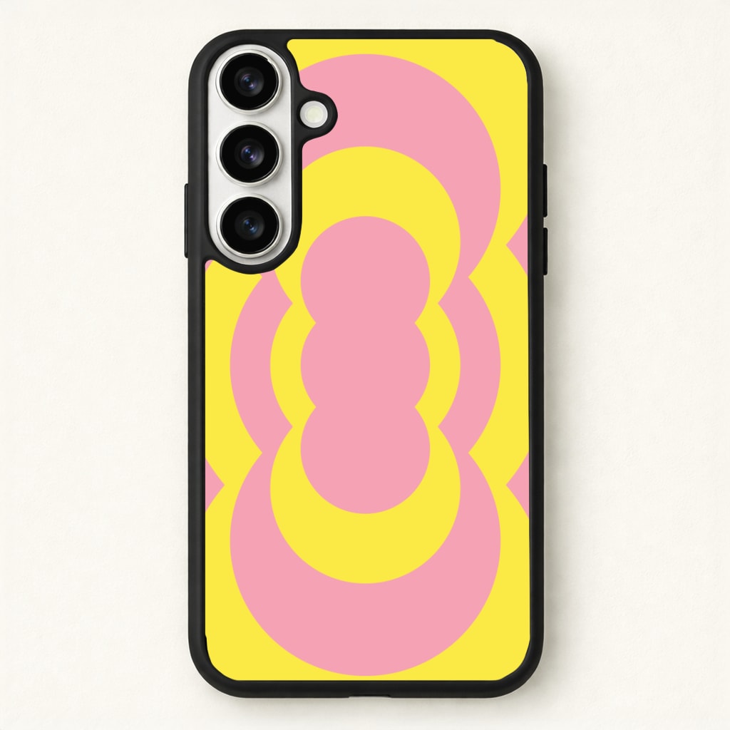 Yellow And Pink Curves Abstract Pattern Phone Case for Galaxy S26 Plus