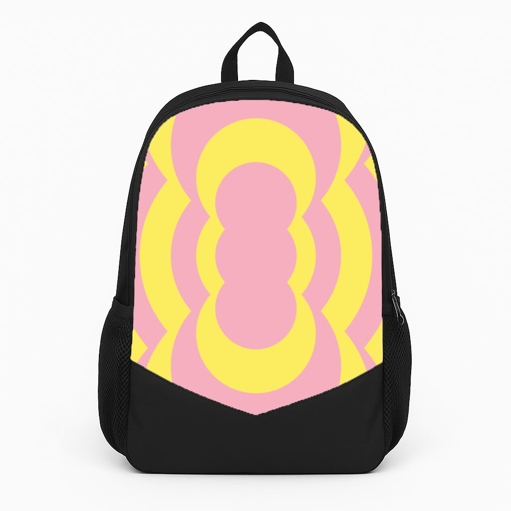 Yellow And Pink Curves Abstract Pattern  Large Backpack