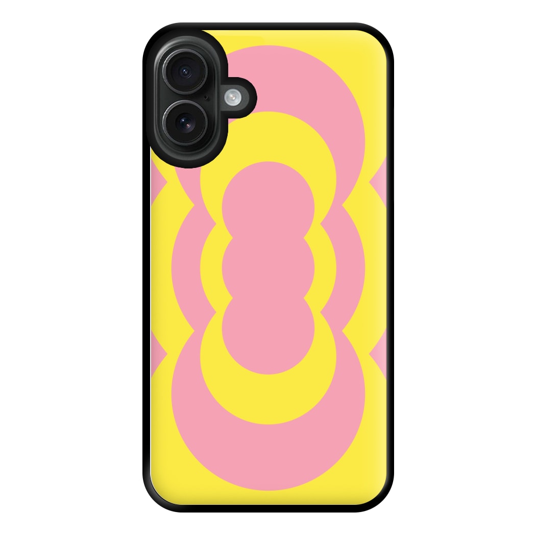 Yellow And Pink Curves Abstract Pattern Phone Case for iPhone 16 Plus