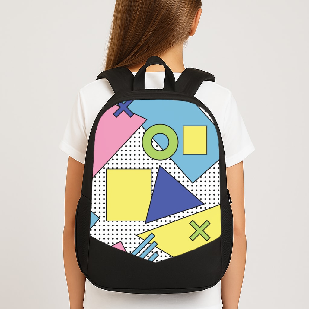 Geometric Abstract Shapes Pattern Large School Bag