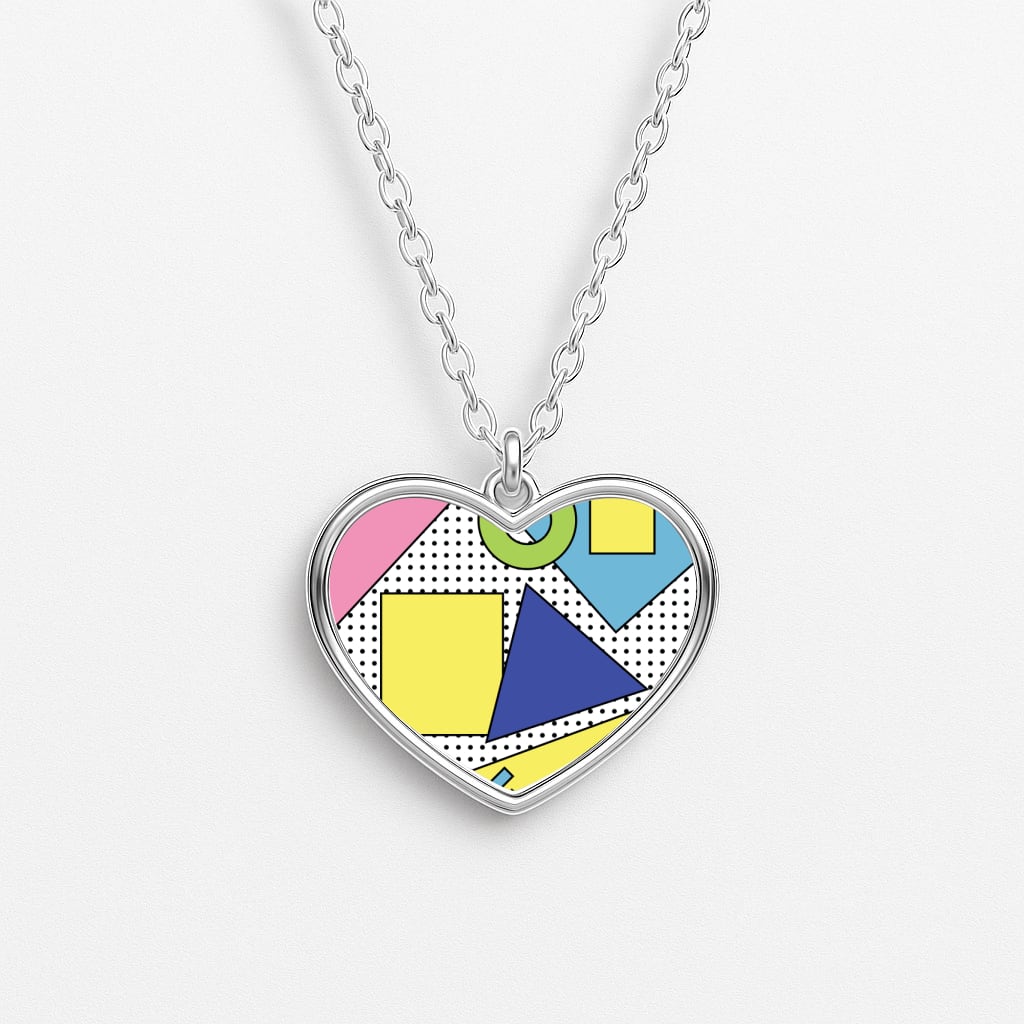 Geometric Abstract Shapes Pattern Heart Necklace