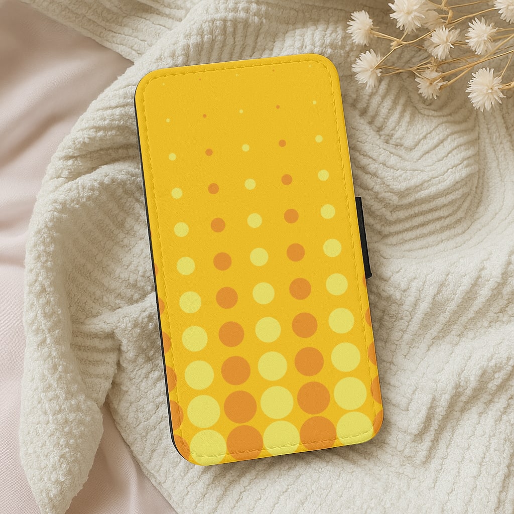 Yellow And Orange Dots Abstract Pattern Wallet Phone Case