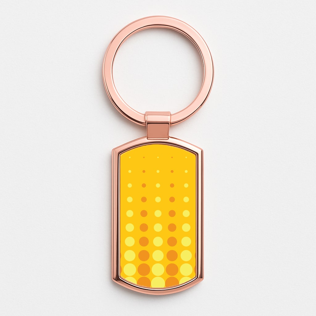 Yellow And Orange Dots Abstract Pattern Rose Gold Keyring