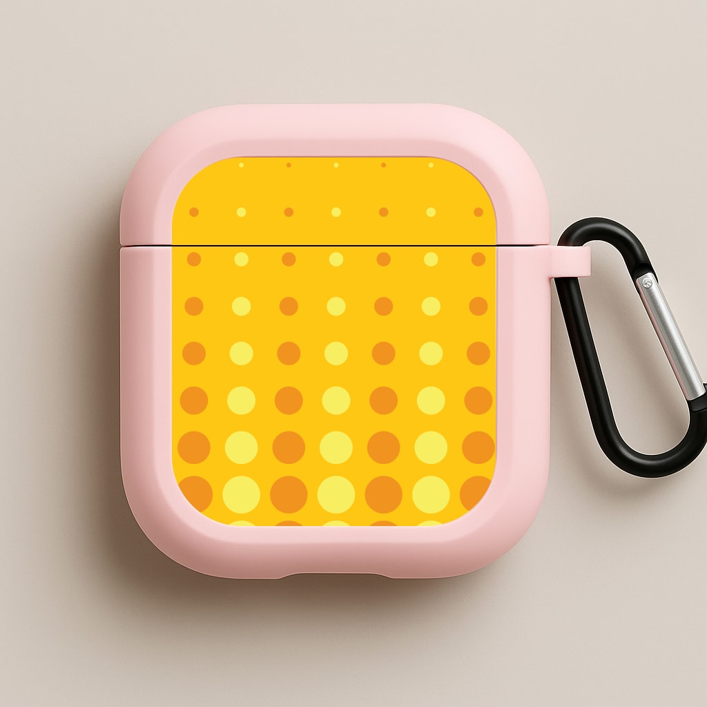 Yellow And Orange Dots Abstract Pattern Pink AirPods Case