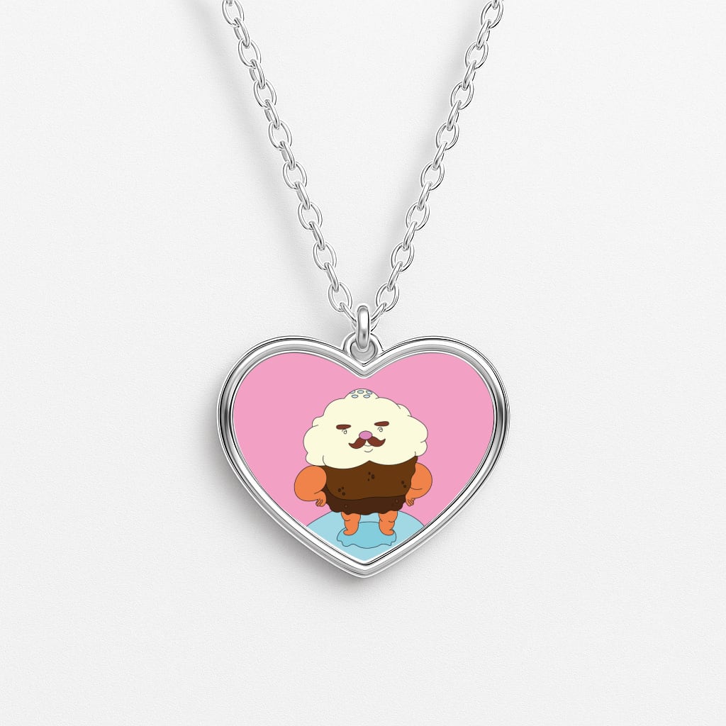 Mr Cupcake Heart Necklace