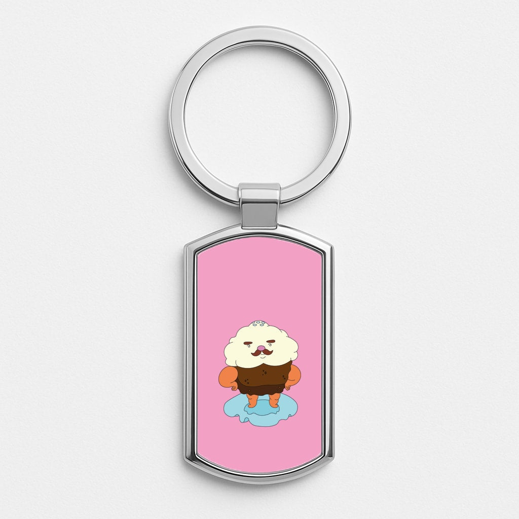 Mr Cupcake Silver Keyring